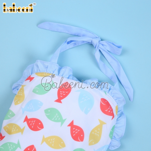 Fish printed girl one piece swimwear – BB3082
